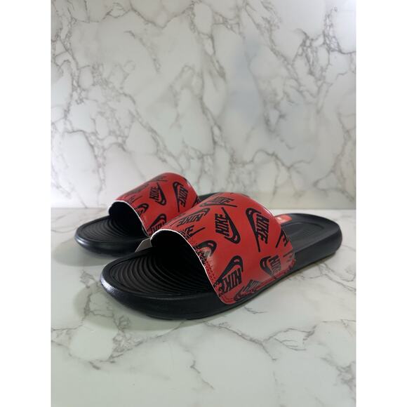 Nike Victori One Slide Print Black/Red Sports Sandals Men Size 10 U.S CN9678-601 - Picture 1 of 5